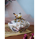 Шкатулка фиолетового цвета с рисунком бабочек и крышкой с фигуркой птицы на ветке Eden Garden варинант исполнения - 7 | Loft Concept в Москве