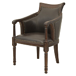 Кресло кожаное на 4-х деревянных ножках из массива березы Ethan Armchair brown варинант исполнения - 3 | Loft Concept в Москве