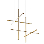 Люстра с 6-ю  пересекающимися цилиндрическими плафонами на тонких тросах Trumpet tube варинант исполнения - 1 | Loft Concept в Москве