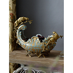 Чаша голубого цвета с оранментом и и бронзовыми фигурами леопардов Eden Garden варинант исполнения - 6 | Loft Concept в Москве