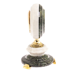 Часы настольные бронзовые из натуральных камней Мрамор и Змеевик Stone Clock варинант исполнения - 9 | Loft Concept в Москве