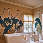 Обои ручная роспись Sarus Cranes Colourway SC-208 on Raw Silk dyed silk варинант исполнения - 1 | Loft Concept в Москве