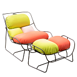 Дизайнерское разноцветное кресло на металлическом каркасе с подставкой для ног Poltronova Plasma Armchair варинант исполнения - 2 | Loft Concept в Москве