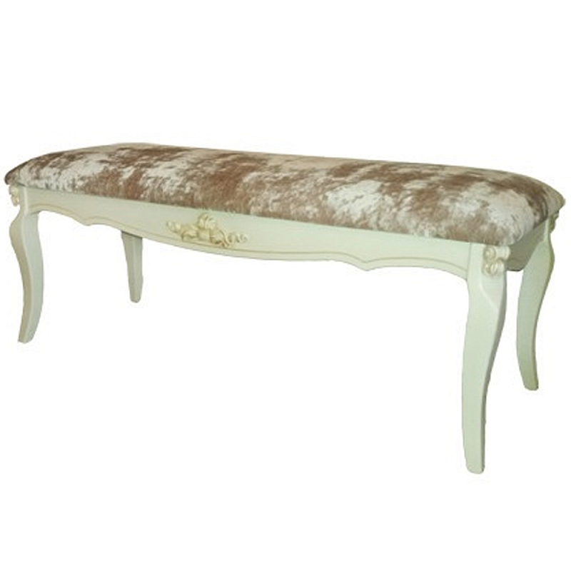 Банкетка велюр в стиле прованс Blaise French Seating Banquette Бежевый Коричневый в Москве | Loft Concept 