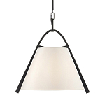 Подвесной светильник в форме конуса с белым тканевым абажуром и чёрным каркасом Stylish Solution варинант исполнения - 1 | Loft Concept в Москве