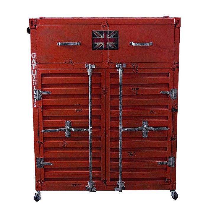 Комод Sea Container с двумя дверками и двумя ящиками Красный Оранжевый Желтый Черный Белый Серый Синий Зеленый Голубой Бирюзовый Комод Sea Container с двумя дверками и двумя ящиками