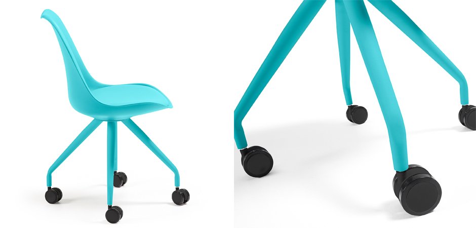 Стул на колесиках Pure Color Blue Стул на колесиках Pure Color Blue - Loft-Concept