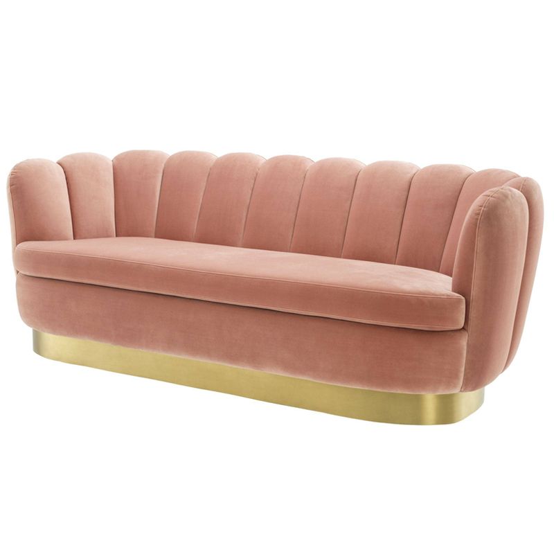 Диван Eichholtz Sofa Mirage nude Розовый пастельный Латунь Диван Eichholtz Sofa Mirage nude