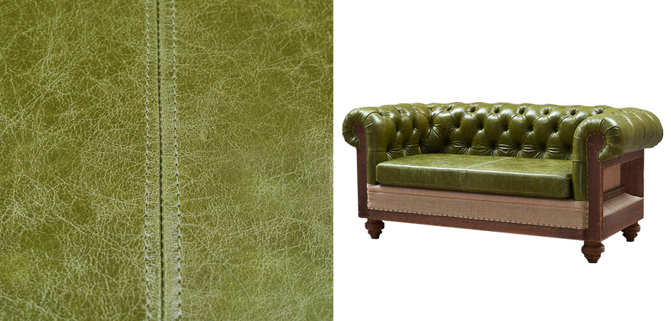 Диван Deconstructed Chesterfield Sofa double green leather Диван Deconstructed Chesterfield Sofa double green leather - Loft-Concept