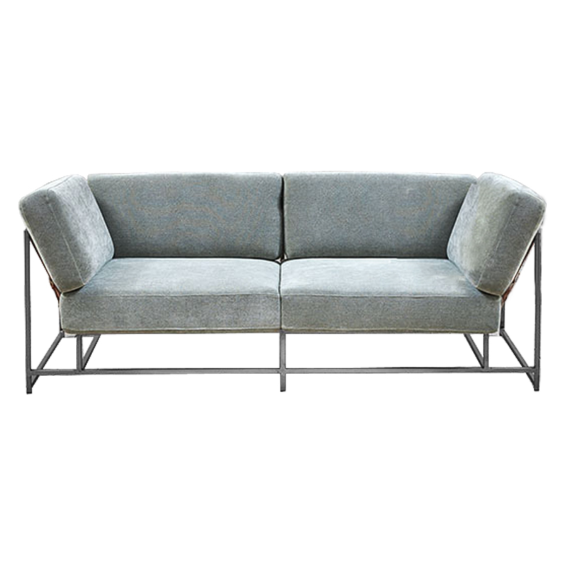 Двухместный диван Two Seat Sofa серо-голубой велюр Серо-голубой Серый Двухместный диван Two Seat Sofa серо-голубой велюр