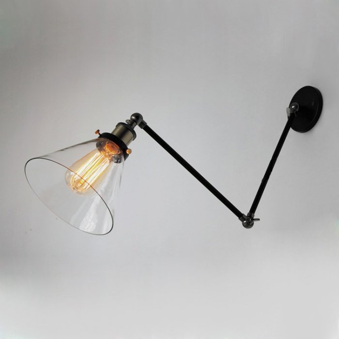 Бра Gloce Cone Shade Loft Industrial Glass Черный Бра Gloce Cone Shade Loft Industrial Glass