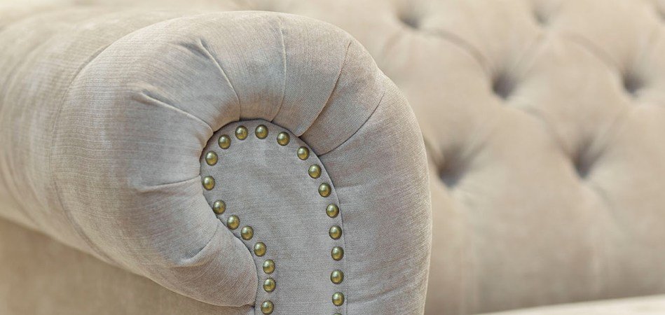 Диван велюровый бежевый трехместный Button Beige Диван велюровый бежевый трехместный Button Beige - Loft-Concept