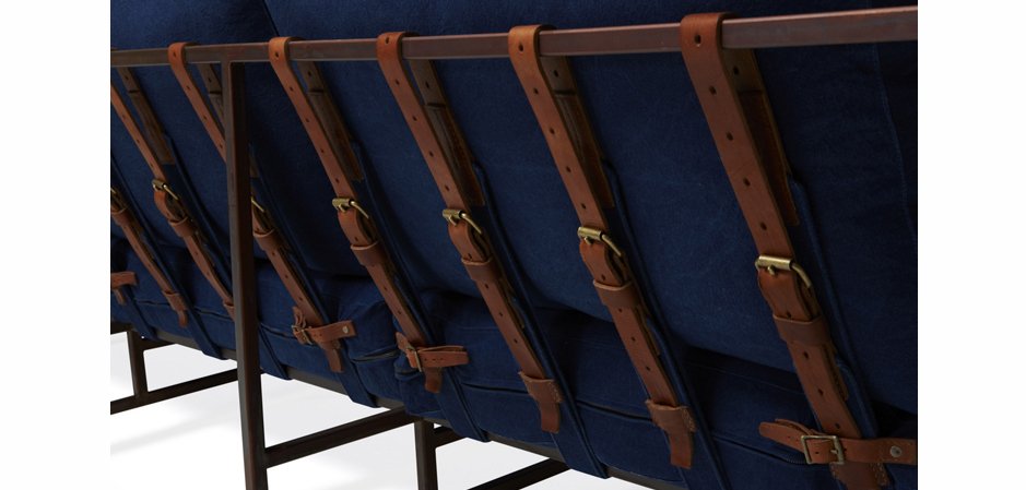 Двухместный диван Indigo Denim and copper Two Seat Sofa Двухместный диван Indigo Denim and copper Two Seat Sofa - Loft-Concept