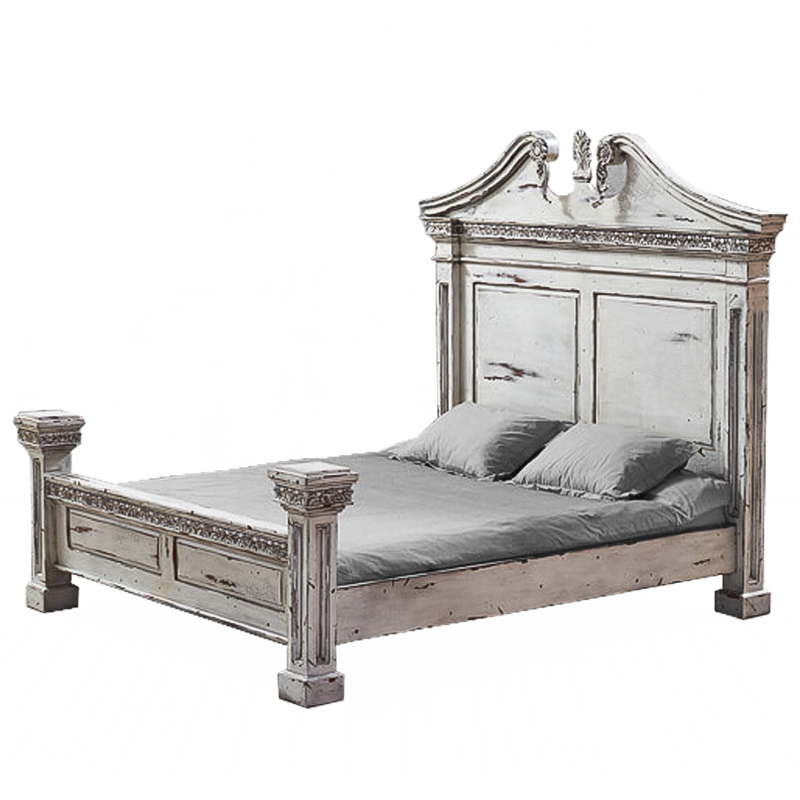 Кровать Gothic Style Bed White Белый винтажная патина Кровать Gothic Style Bed White