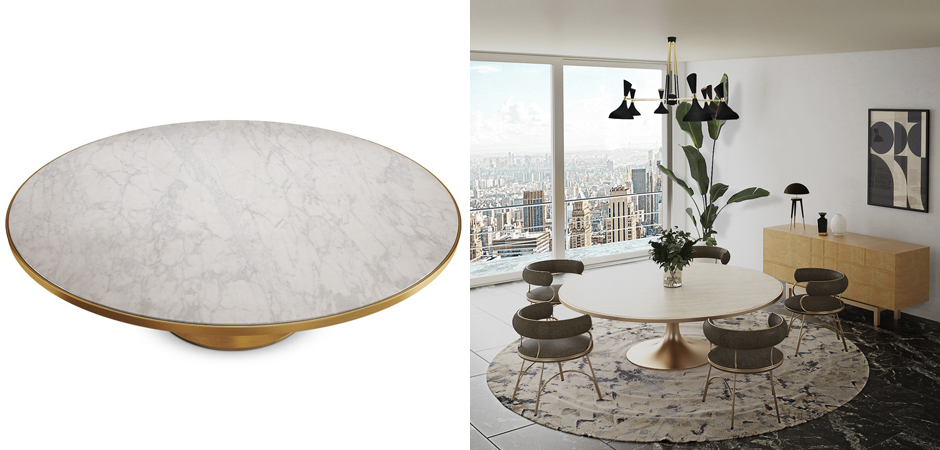 Обеденный стол Marble in Metal Dining Table Обеденный стол Marble in Metal Dining Table - Loft-Concept