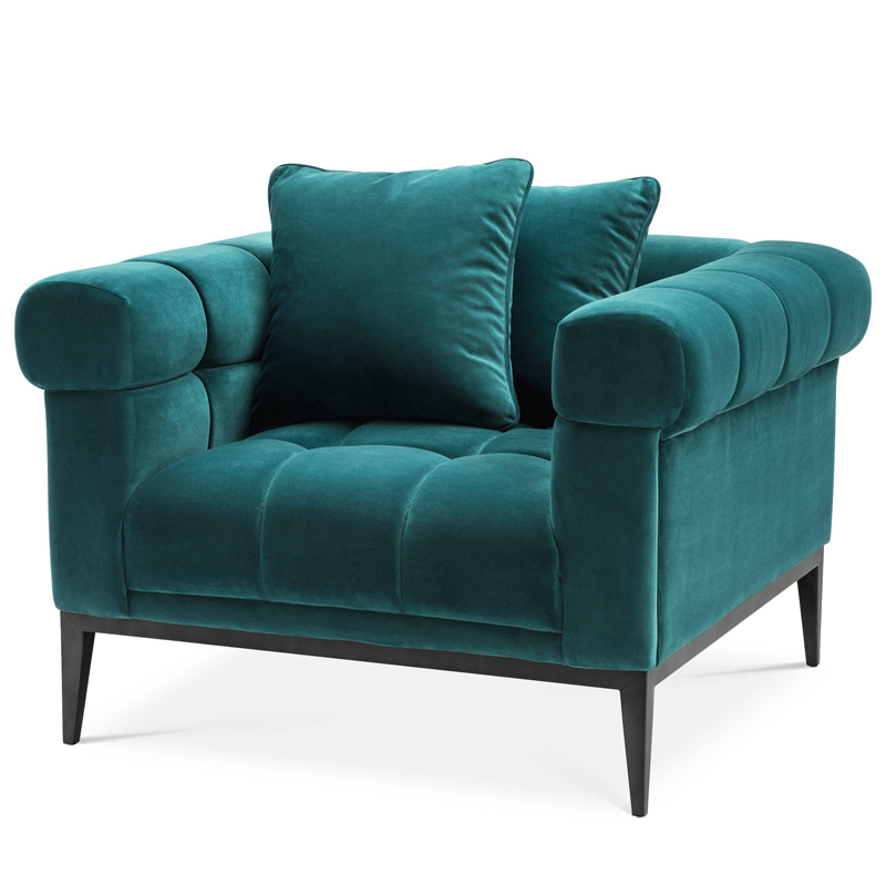 Кресло Eichholtz Chair Aurelio sea green Бирюзовый Черный Кресло Eichholtz Chair Aurelio sea green