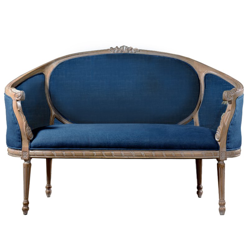 Диван Berjer 2 seat Bench Sofa Синий Дерево Акация Диван Berjer 2 seat Bench Sofa