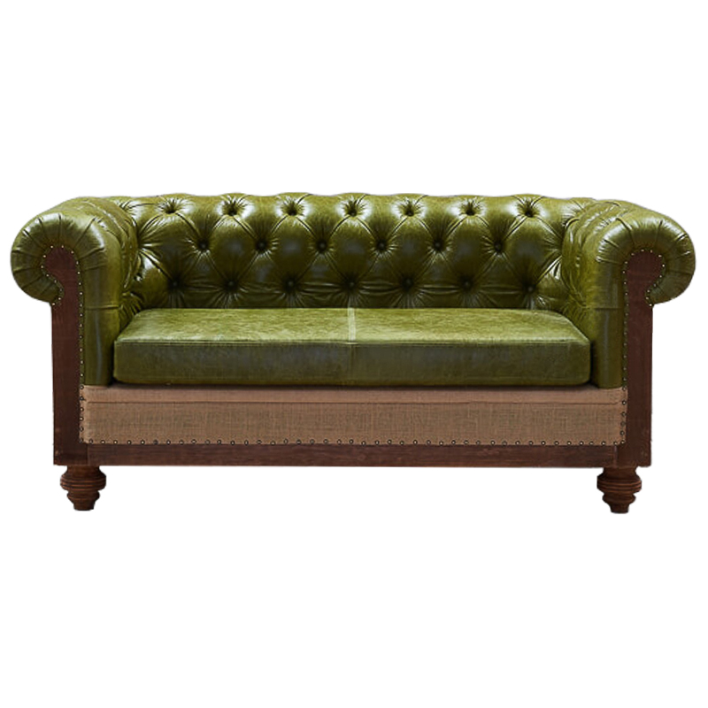 Диван Deconstructed Chesterfield Sofa double green leather Коричневый Зеленый ivory ( слоновая кость ) Диван Deconstructed Chesterfield Sofa double green leather