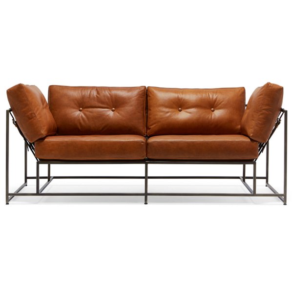 Двухместный диван Two Seat Encounter Leather Sofa Коричневый винтаж Двухместный диван Two Seat Encounter Leather Sofa