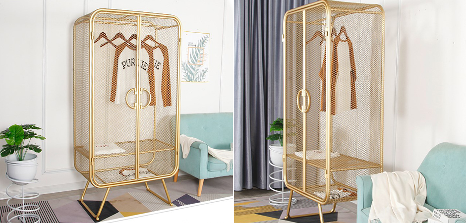 Шкаф Rhombic Grid Wardrobe Gold Шкаф Rhombic Grid Wardrobe Gold - Loft-Concept
