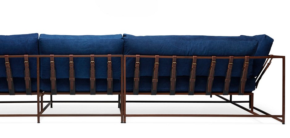 Угловой диван Indigo Denim and copper Sectional sofa Угловой диван Indigo Denim and copper Sectional sofa - Loft-Concept
