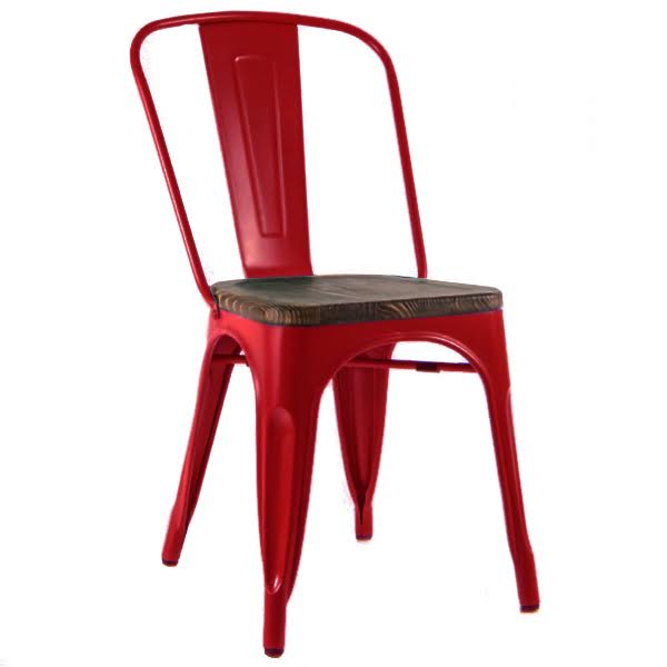 Кухонный стул Tolix Chair Wood Red Красный Красный Кухонный стул Tolix Chair Wood Red Красный