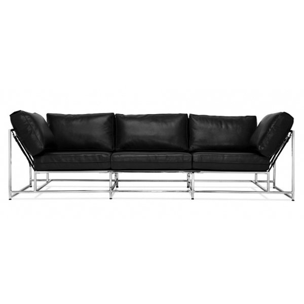 Диван Black Calfskin Sofa Черный Диван Black Calfskin Sofa