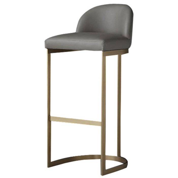 Барный стул Barrel Back Counter Stool Taupe Бежево-серый Золотой Барный стул Barrel Back Counter Stool Taupe