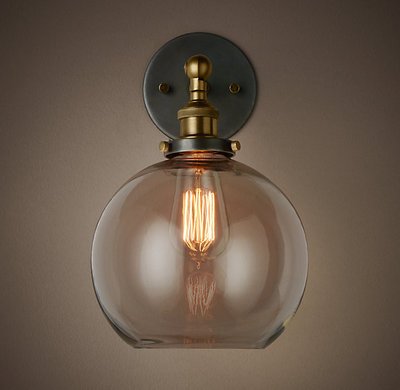 Бра Loft Clear Glass Sphere Cloche Прозрачный Белый Черный Бра Loft Clear Glass Sphere Cloche