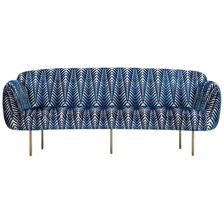 Диван Stardust Sofa by Nika Zupanc Белый Синий Латунь Диван Stardust Sofa by Nika Zupanc