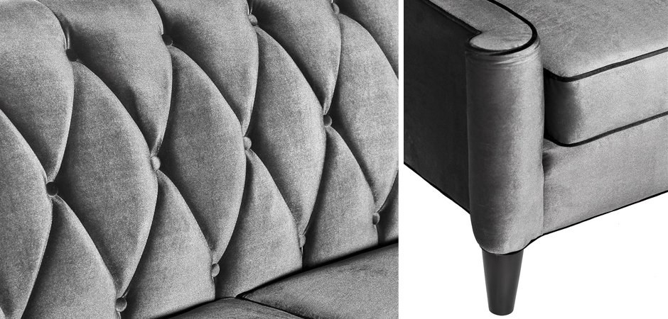 Диван Armen Living Barrister Gray Velvet Диван Armen Living Barrister Gray Velvet - Loft-Concept