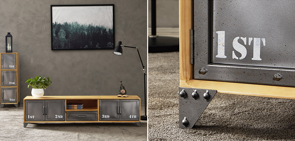 ТВ-тумба Loft Metal and Wood Quadruple ТВ-тумба Loft Metal and Wood Quadruple - Loft-Concept