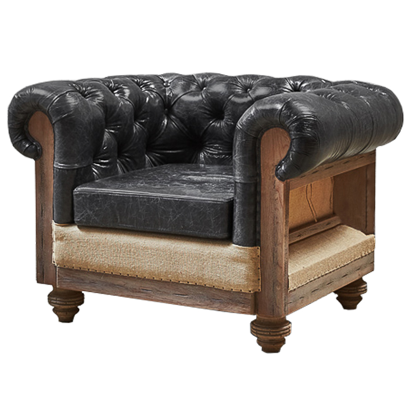 Кресло Deconstructed Chesterfield Armchair Графит Коричневый Кресло Deconstructed Chesterfield Armchair