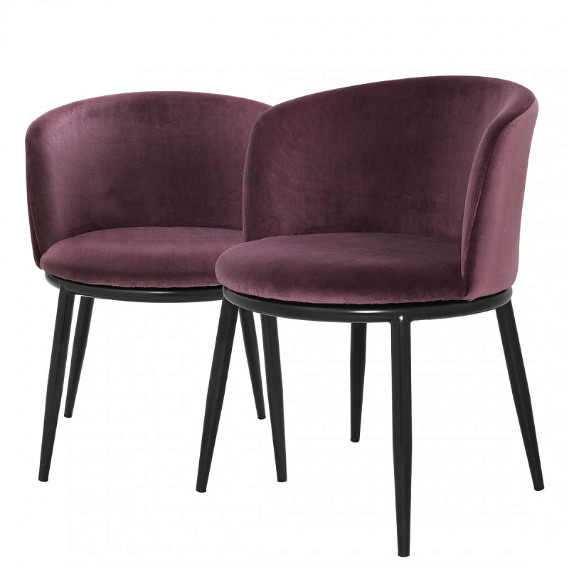 Комплект из двух стульев Eichholtz Dining Chair Filmore Set Of 2 purple Черный Фиолетовый Комплект из двух стульев Eichholtz Dining Chair Filmore Set Of 2 purple