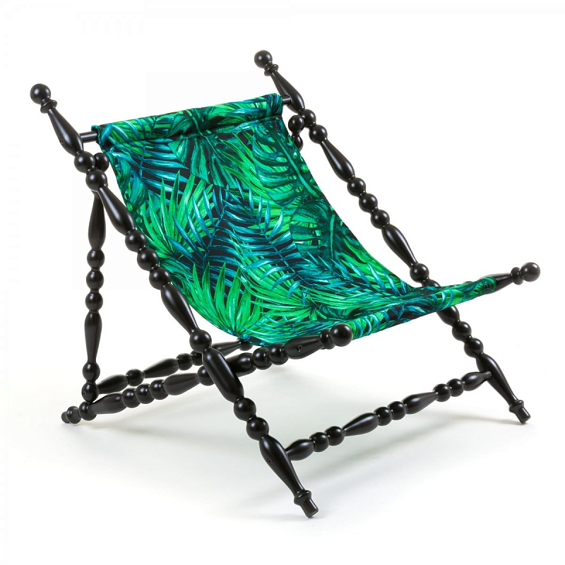 Стул Seletti Heritage Foldable Deckchair Leave Черный Зеленый Стул Seletti Heritage Foldable Deckchair Leave