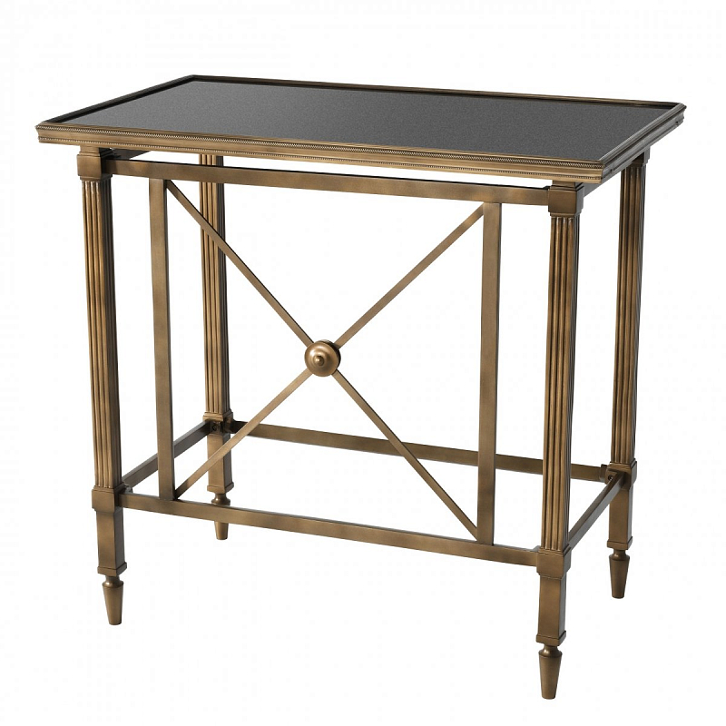 Журнальный стол Eichholtz Side Table Balcony Латунь Античная полированная Графит Журнальный стол Eichholtz Side Table Balcony
