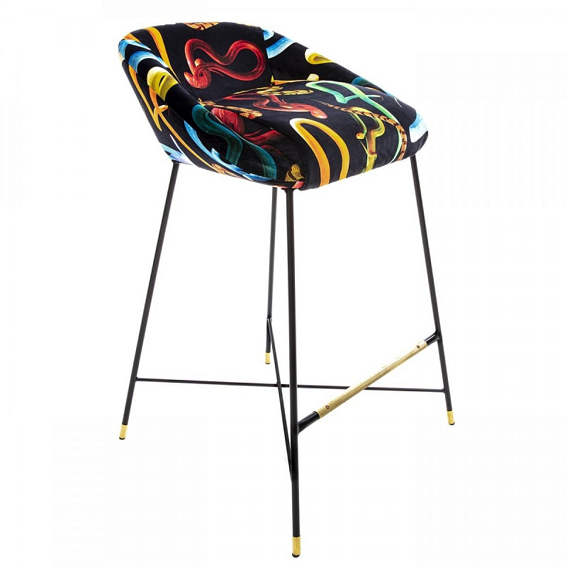 Барный стул Seletti High Stool Snakes Черный Мульти Барный стул Seletti High Stool Snakes