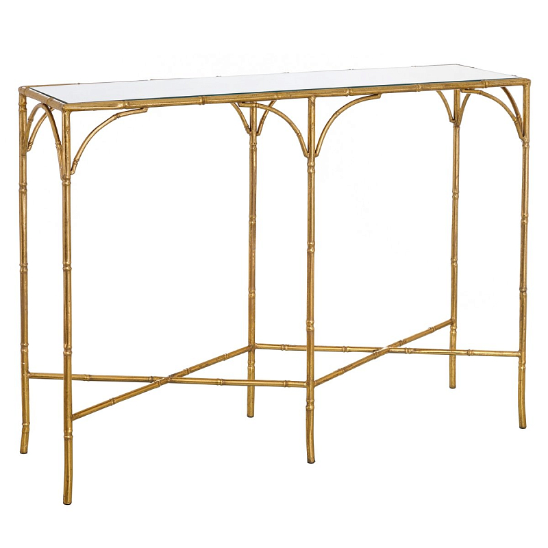 Консоль Metal Bamboo Console Золотой Прозрачное Стекло Консоль Metal Bamboo Console