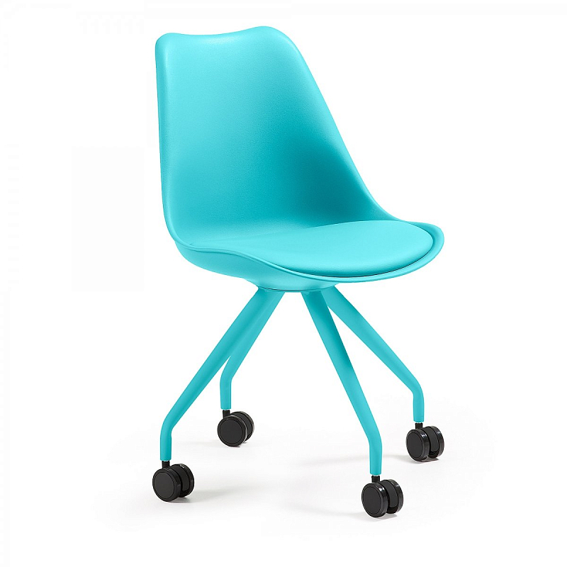 Стул на колесиках Pure Color Blue Голубой Стул на колесиках Pure Color Blue