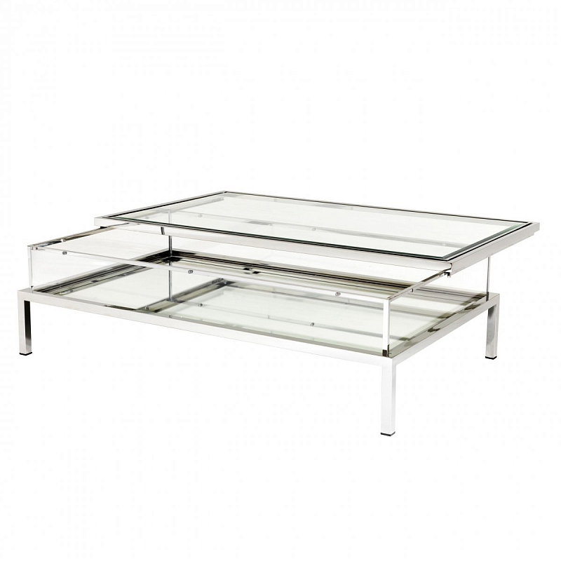 Журнальный стол Eichholtz Coffee Table Harvey Rectangular Нержавеющая сталь Прозрачное Стекло Журнальный стол Eichholtz Coffee Table Harvey Rectangular