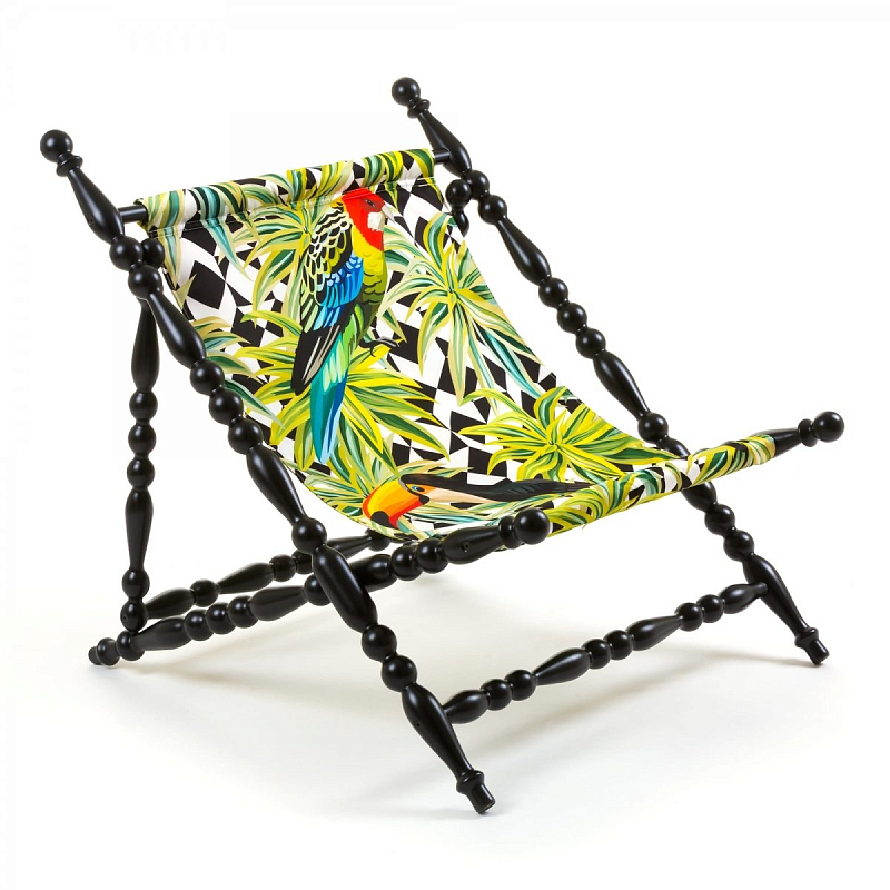Стул Seletti Heritage Foldable Deckchair Parrots Черный Мульти Стул Seletti Heritage Foldable Deckchair Parrots