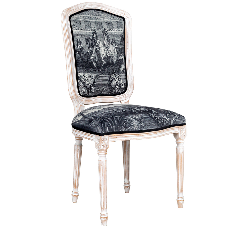 Стул Saint Germain Stool Черно-белый Белый винтажная патина Стул Saint Germain Stool
