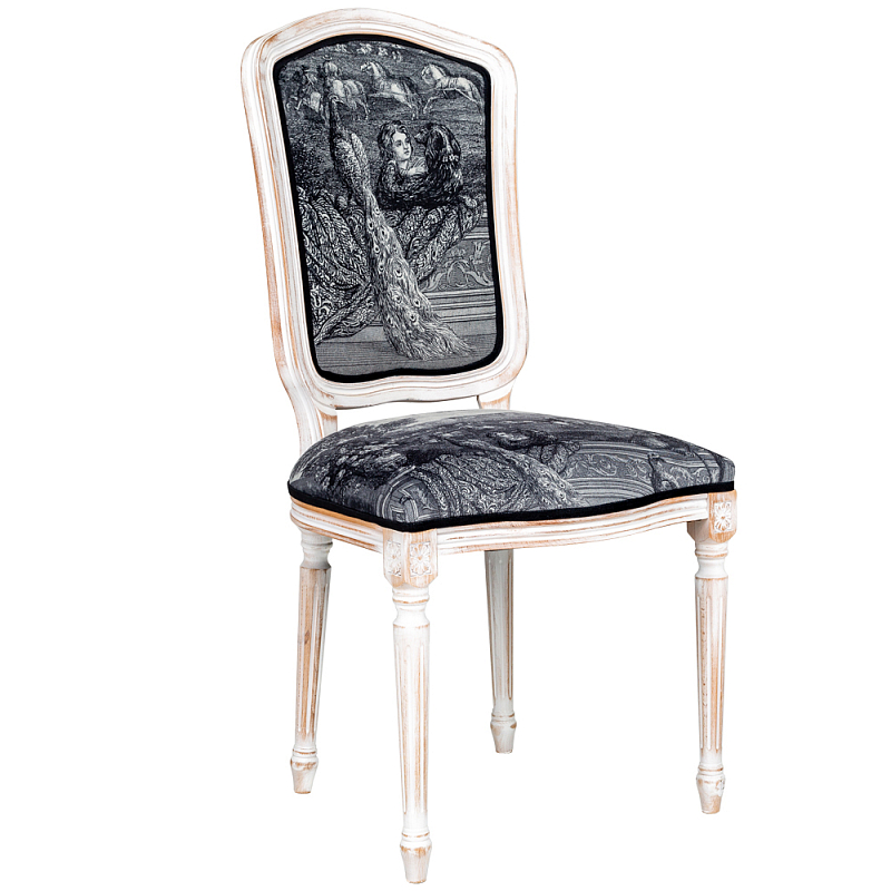 Стул Versailles Stool Черно-белый Белый винтажная патина Стул Versailles Stool