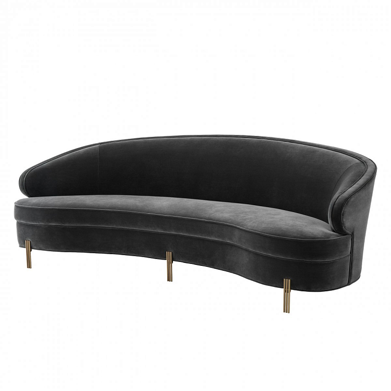Диван Eichholtz Sofa Pierson dark grey Серый Латунь Диван Eichholtz Sofa Pierson dark grey