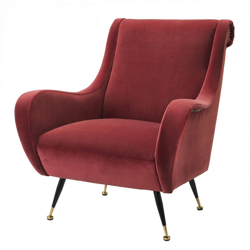 Кресло Eichholtz Chair Giardino Wine Red Красный Черный Латунь Кресло Eichholtz Chair Giardino Wine Red