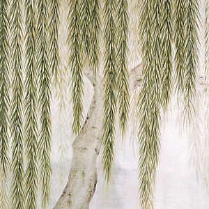Обои ручная роспись Willow Original colourway on Tarnished Silver gilded paper