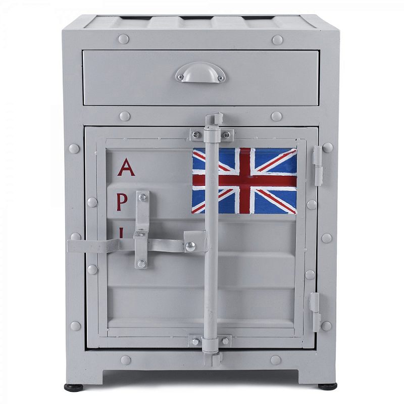 Тумба Union Jack с ящиком и дверью Серый Красный Желтый Оранжевый Черный Белый Синий Зеленый Голубой Бирюзовый Тумба Union Jack с ящиком и дверью