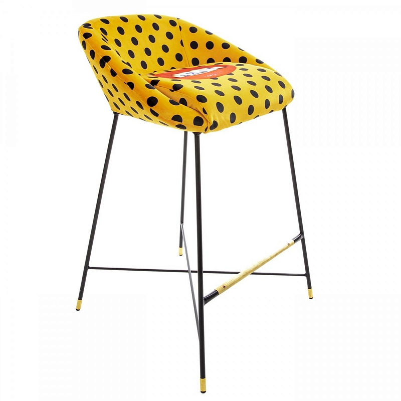 Барный стул Seletti High Stool Shit Черный Желтый Барный стул Seletti High Stool Shit