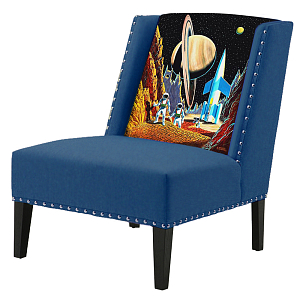 FUN Armchair Retro Futurism Dark blue Дизайнерское кресло с цветным принтом